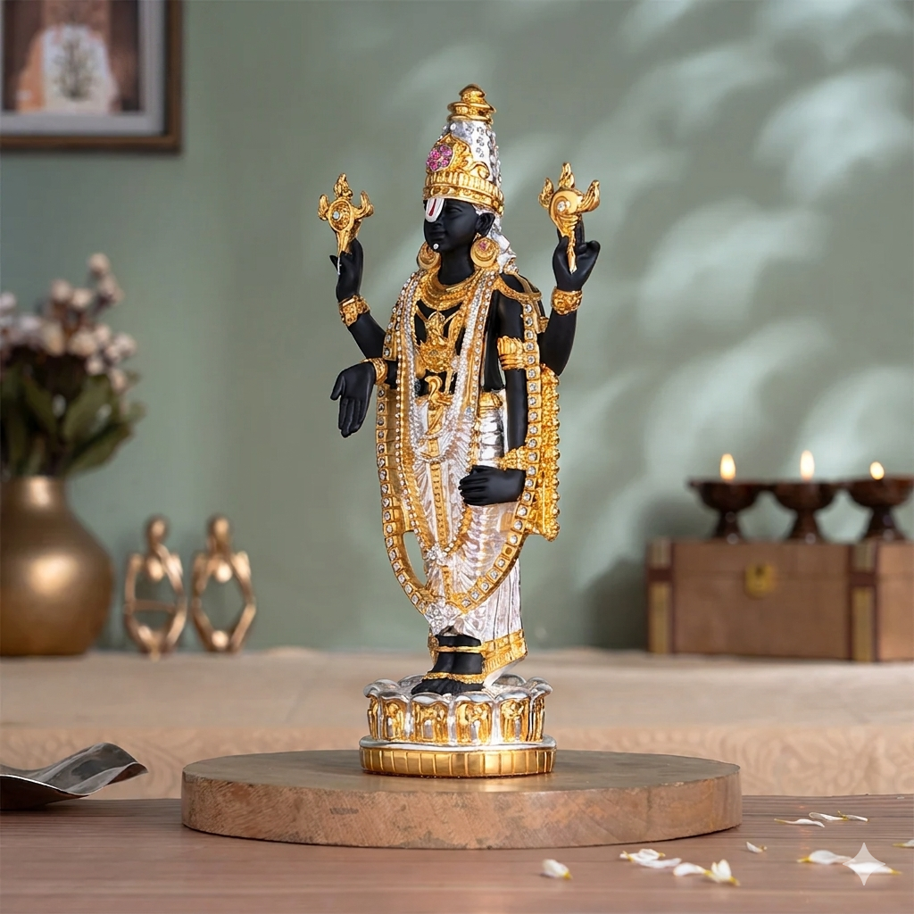 Gold & Silver Plated Tirupati Balaji (Venkateswara) Idol