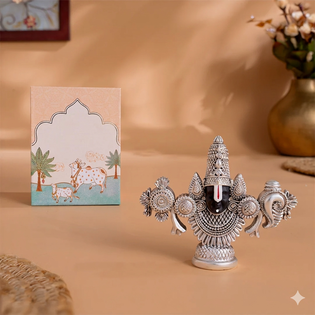 Silver Plated Lord Balaji Face Idol