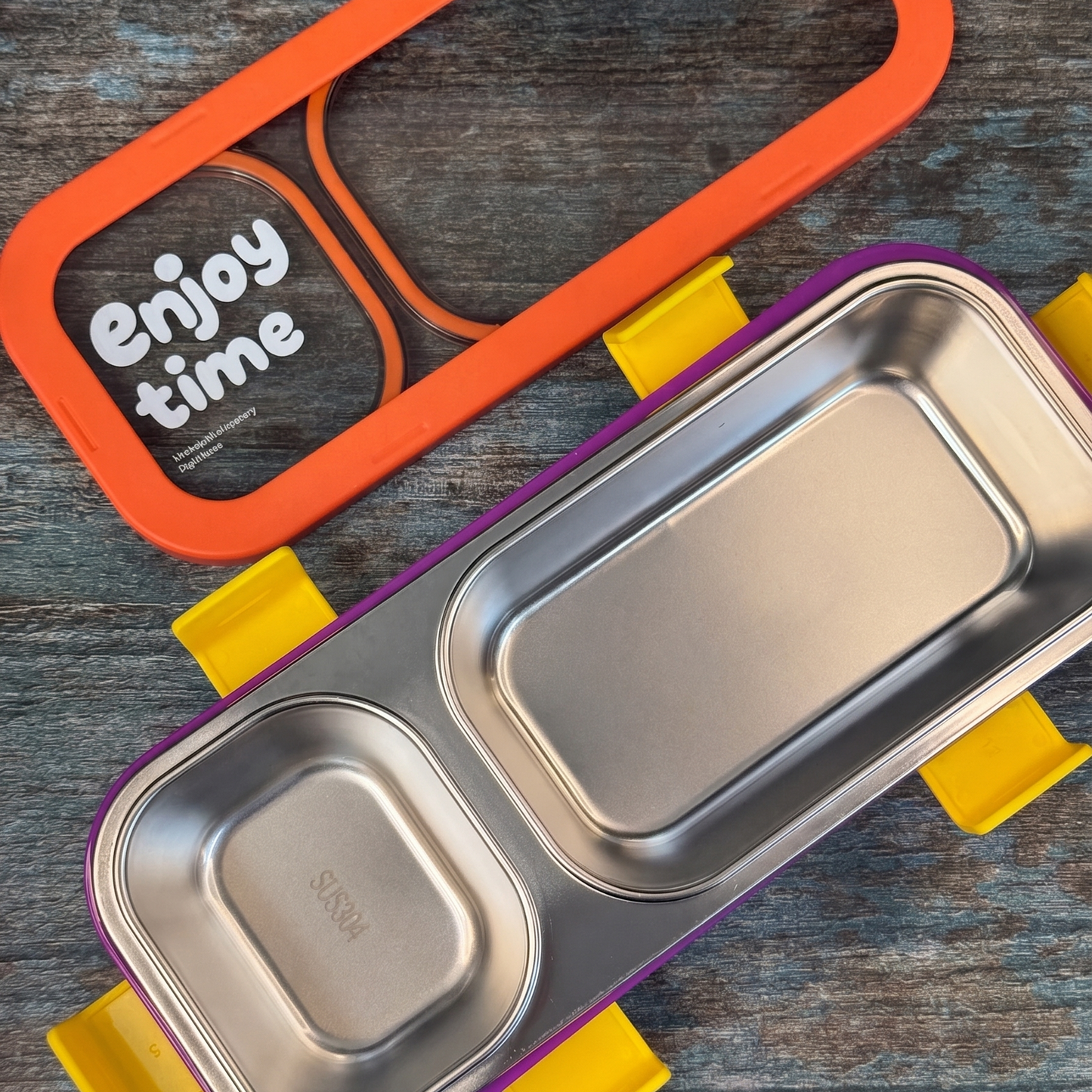 MealJoy Sleek Stainless Steel Bento Lunch Box (2 Grid) - 100% Leakproof