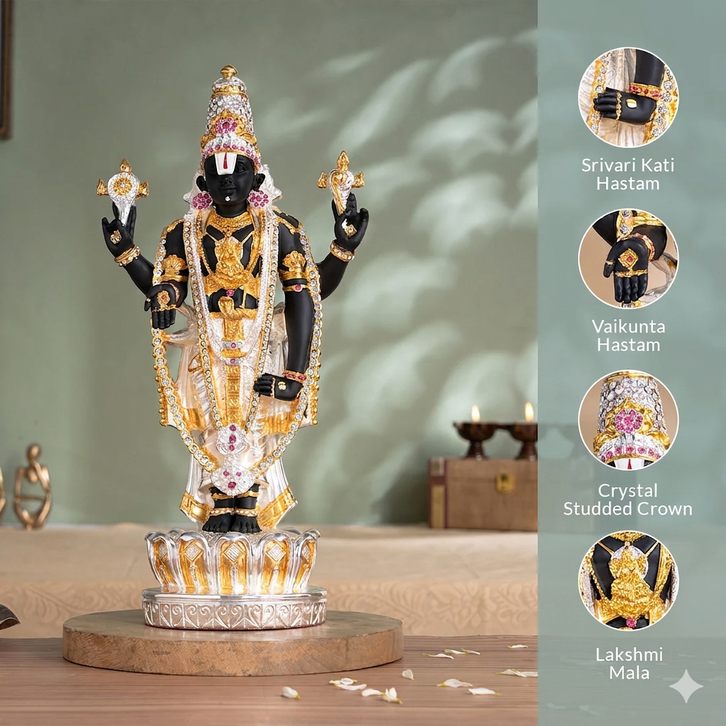 Gold & Silver Plated Tirupati Balaji (Venkateswara) Idol
