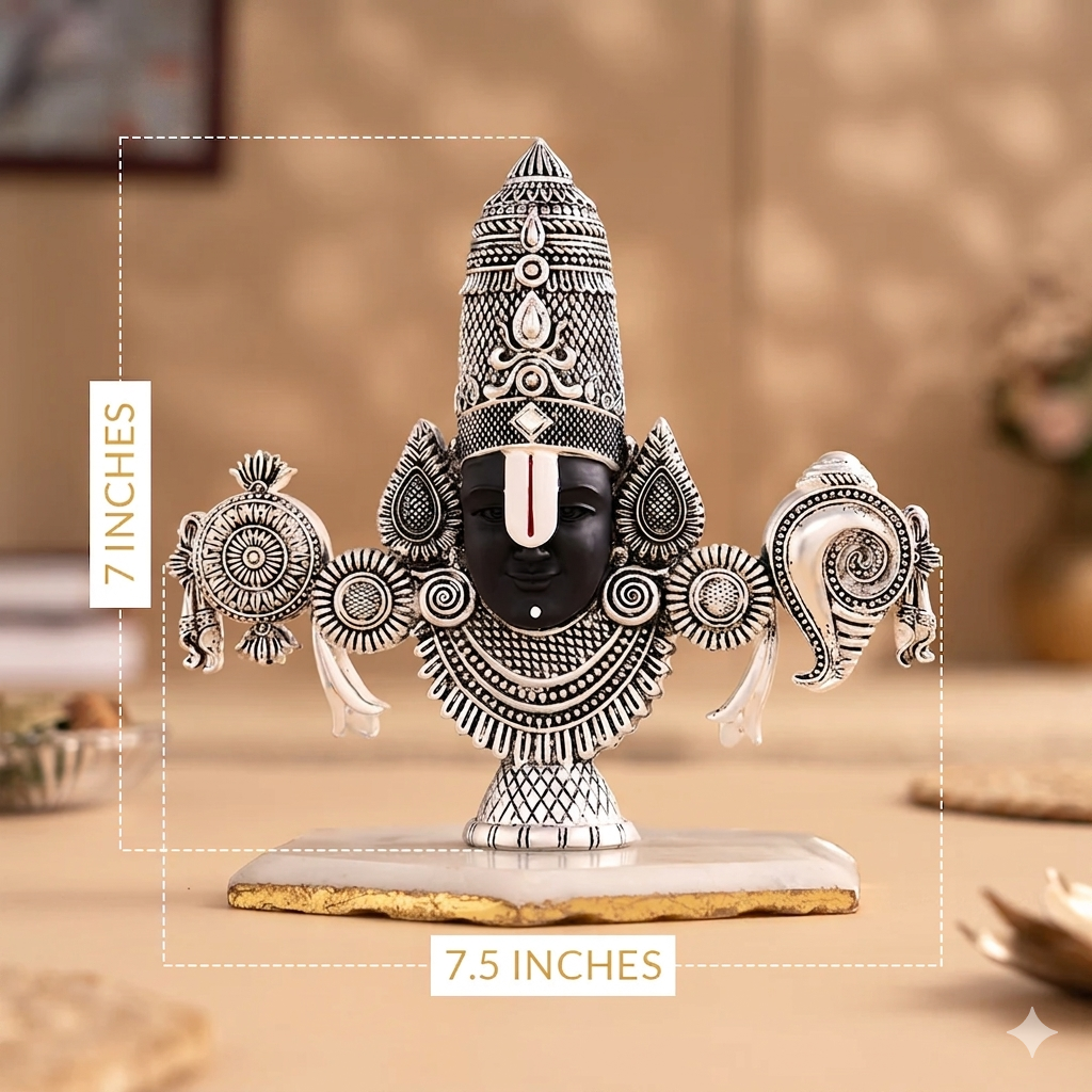 Silver Plated Lord Balaji Face Idol
