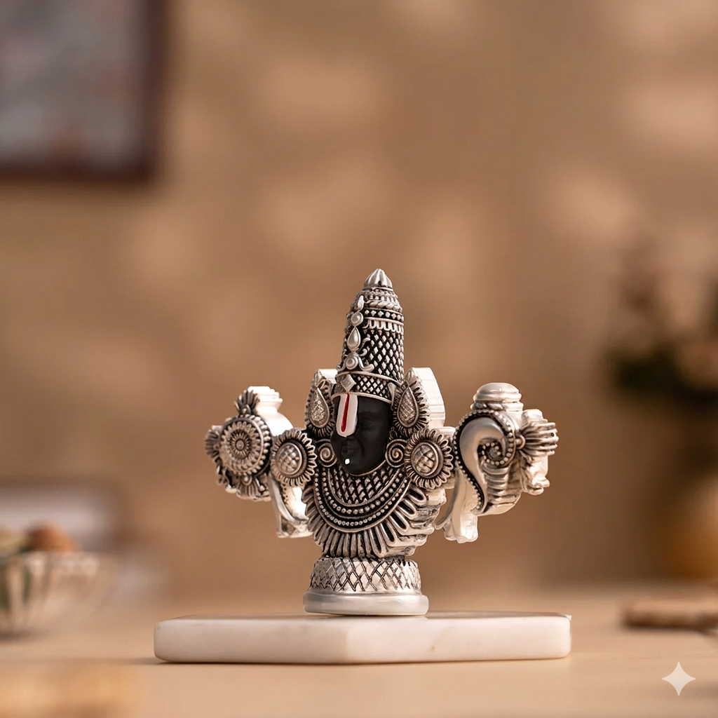 Silver Plated Lord Balaji Face Idol