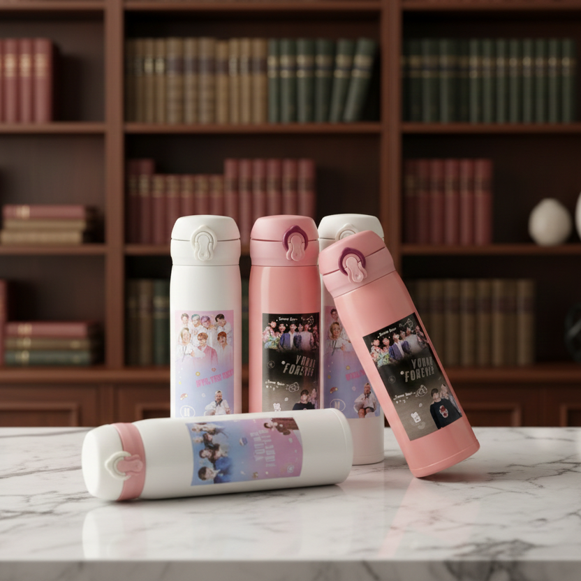 BTS Theme Sipper Stainless Steel Water Bottle - 500 ML