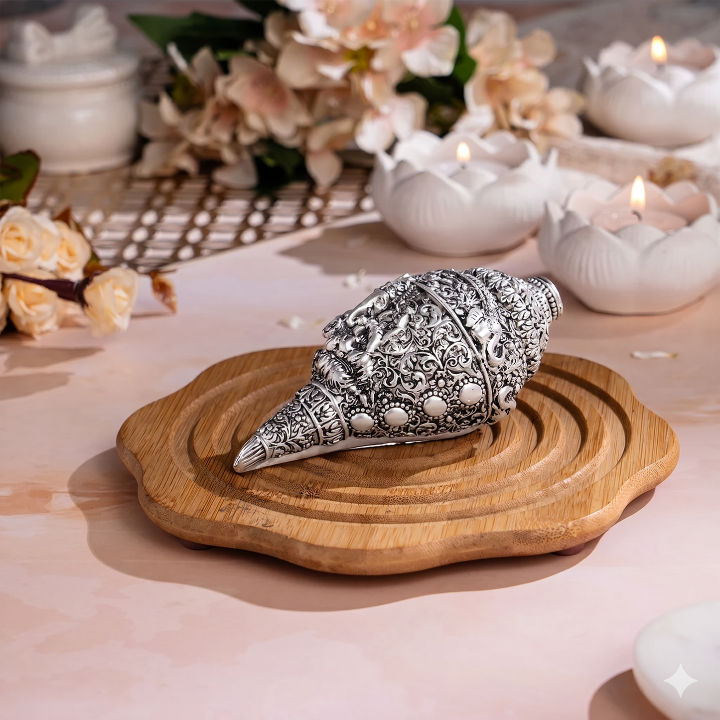 Silver Plated  Ganesh Shankh (Conch)