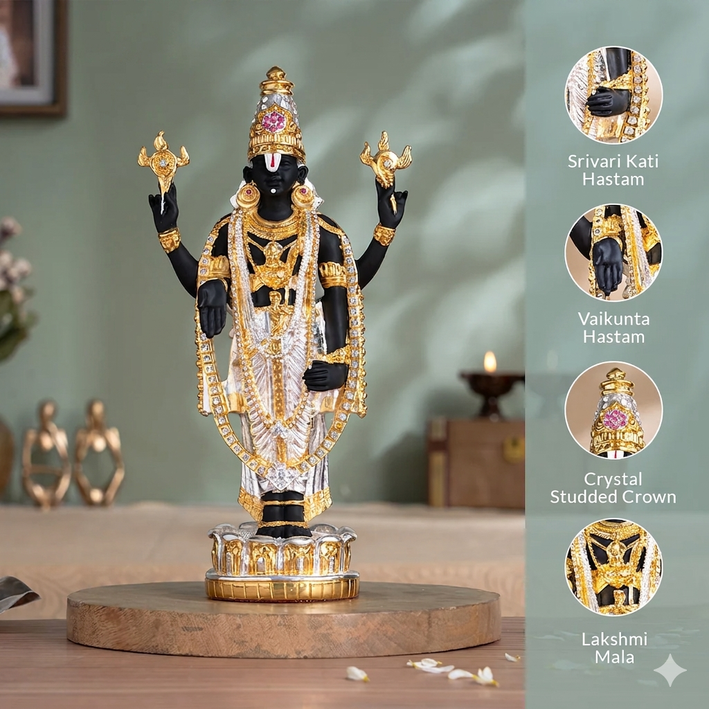 Gold & Silver Plated Tirupati Balaji (Venkateswara) Idol