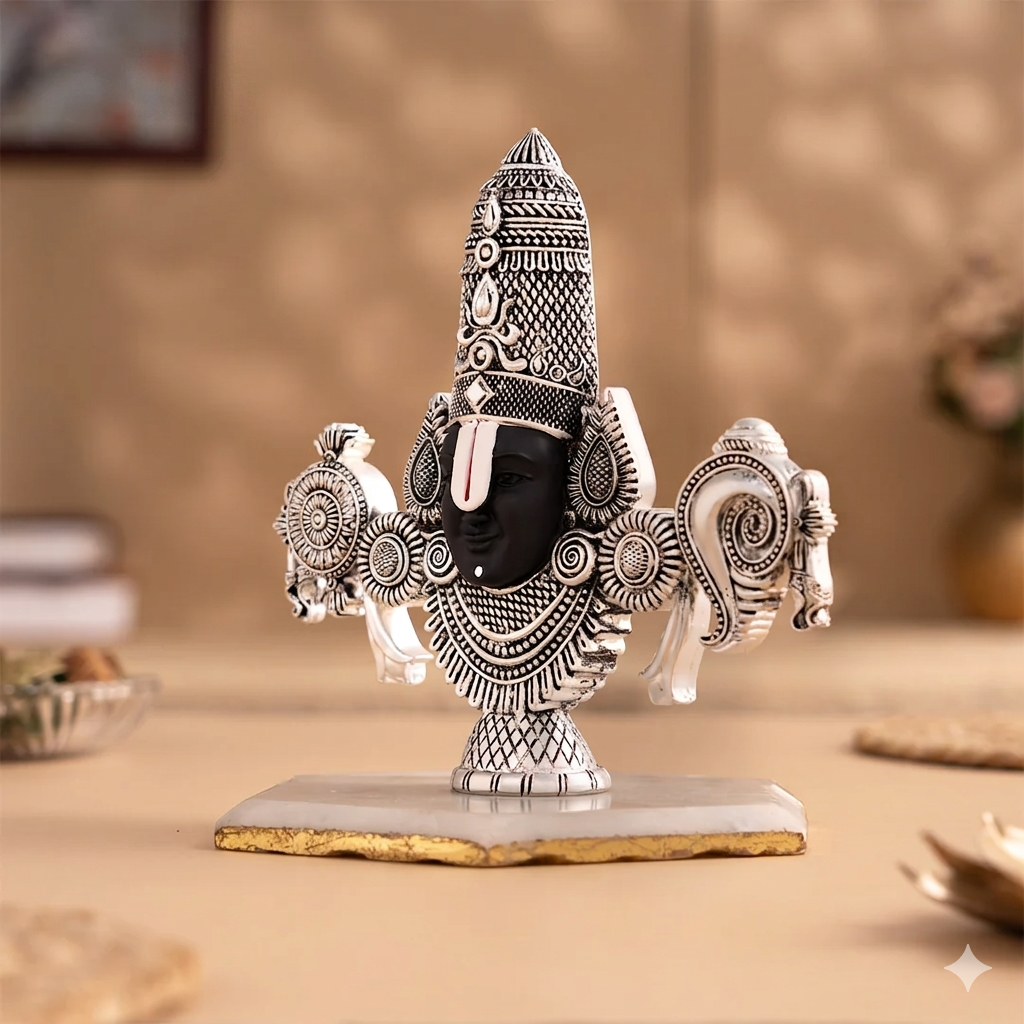 Silver Plated Lord Balaji Face Idol