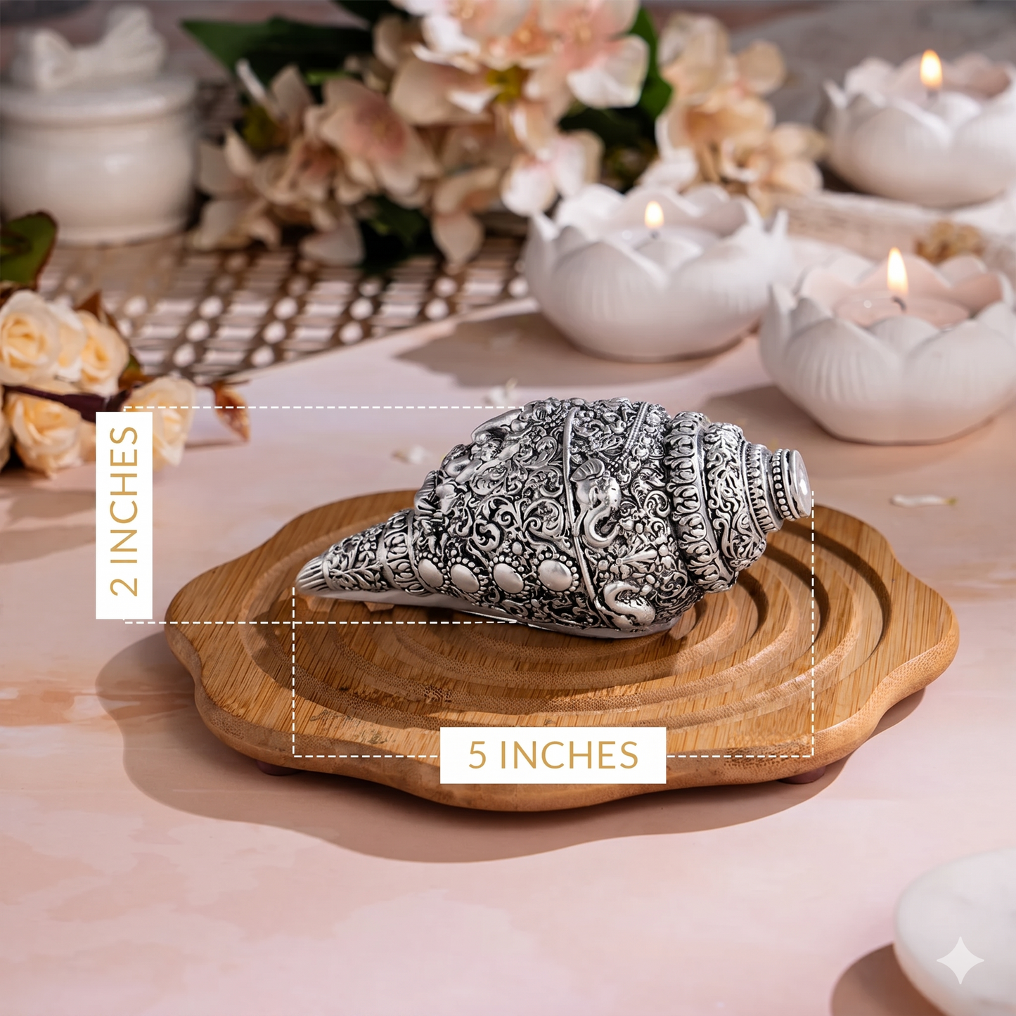 Silver Plated  Ganesh Shankh (Conch)