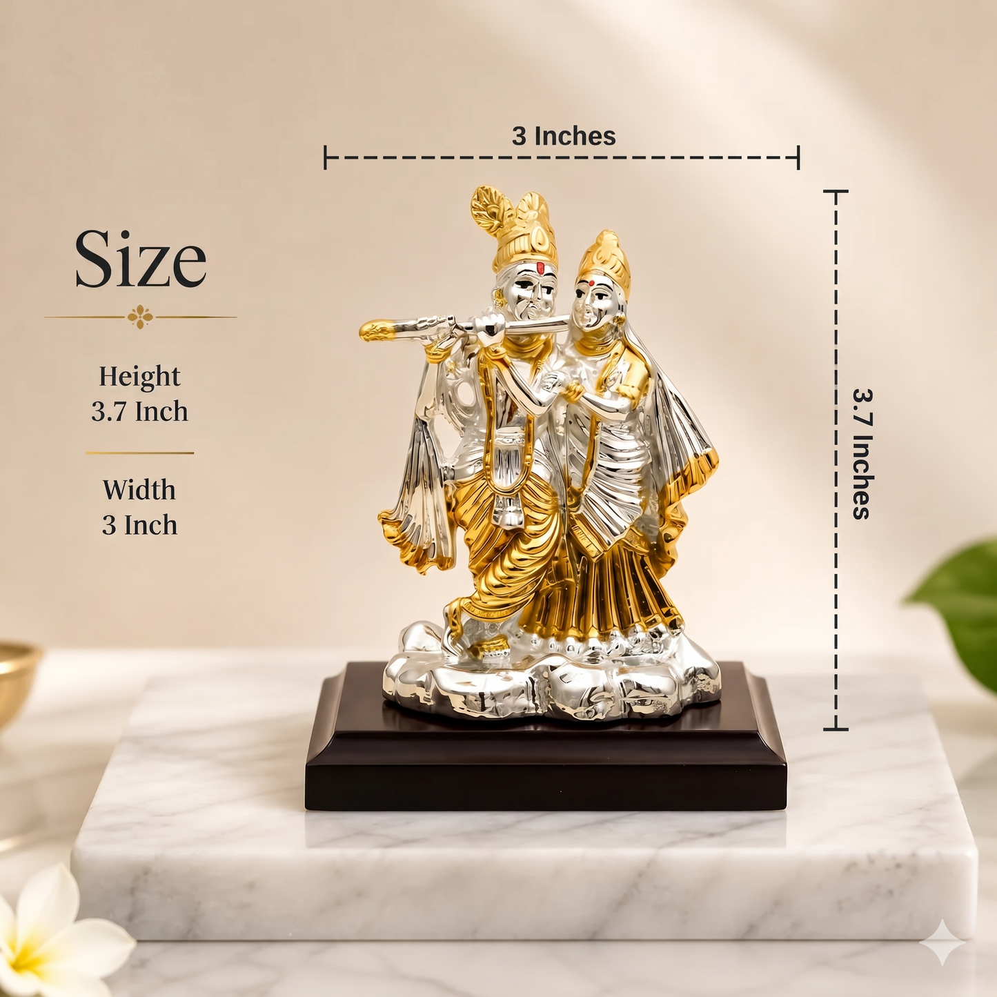 Silver-Plated Radha Krishna Idol For Home