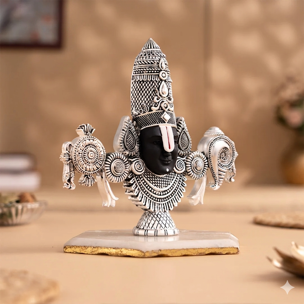 Silver Plated Lord Balaji Face Idol