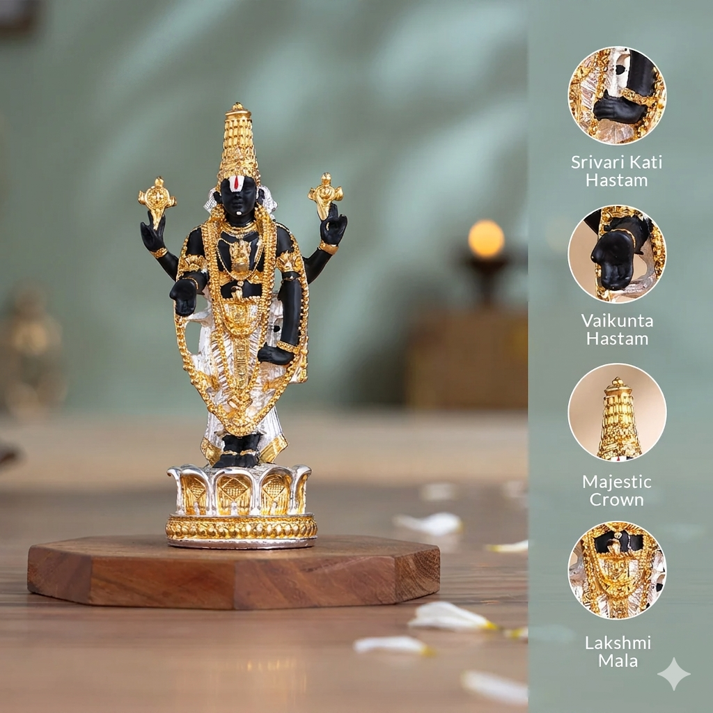 Gold & Silver Plated Tirupati Balaji (Venkateswara) Idol
