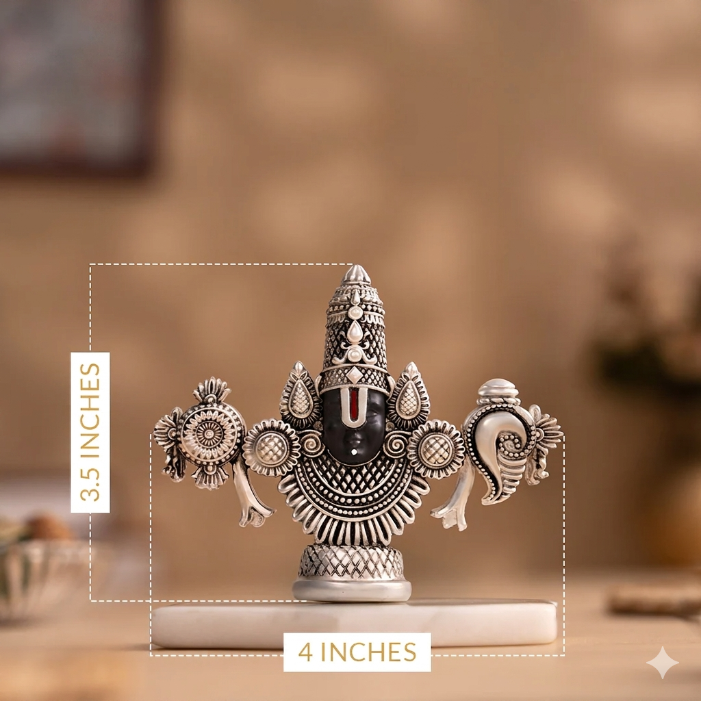 Silver Plated Lord Balaji Face Idol