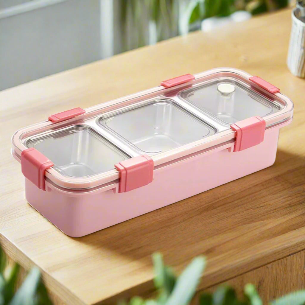 Sleek Stainless Steel Bento Lunch Box (3 Grid)