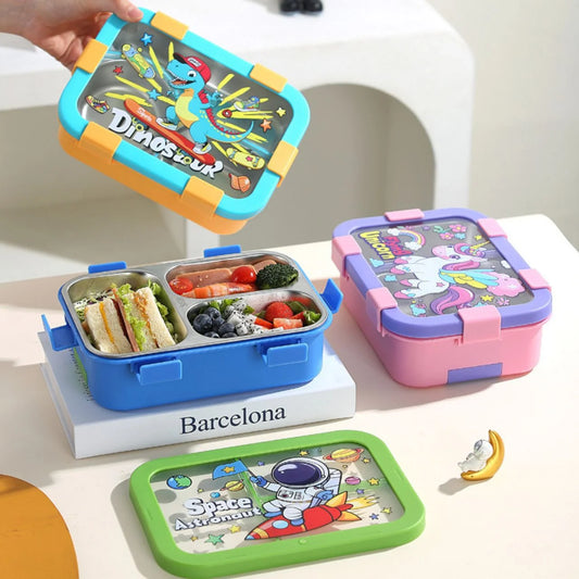 YumYum Stainless Steel Bento Lunch Box (3 Grid) - 100% Leakproof