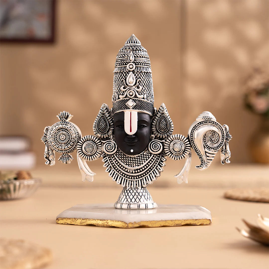 Silver Plated Lord Balaji Face Idol