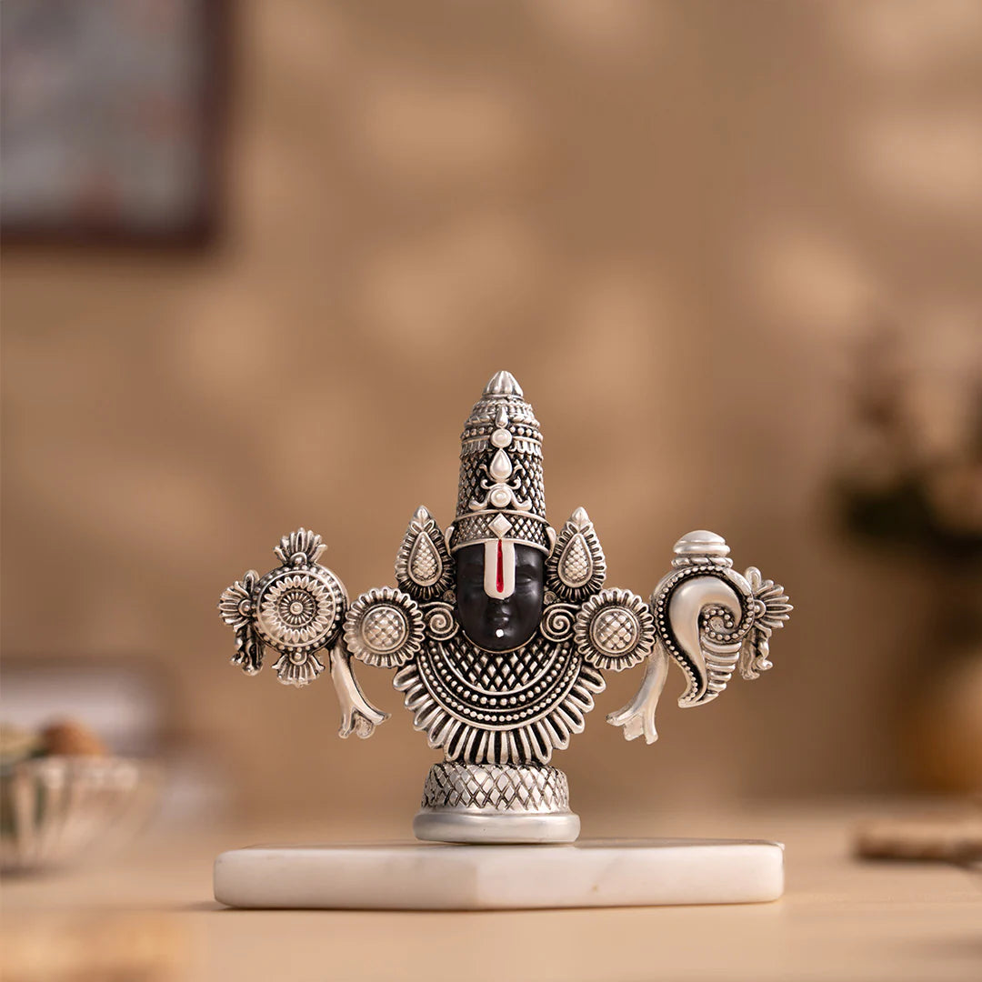 Silver Plated Lord Balaji Face Idol