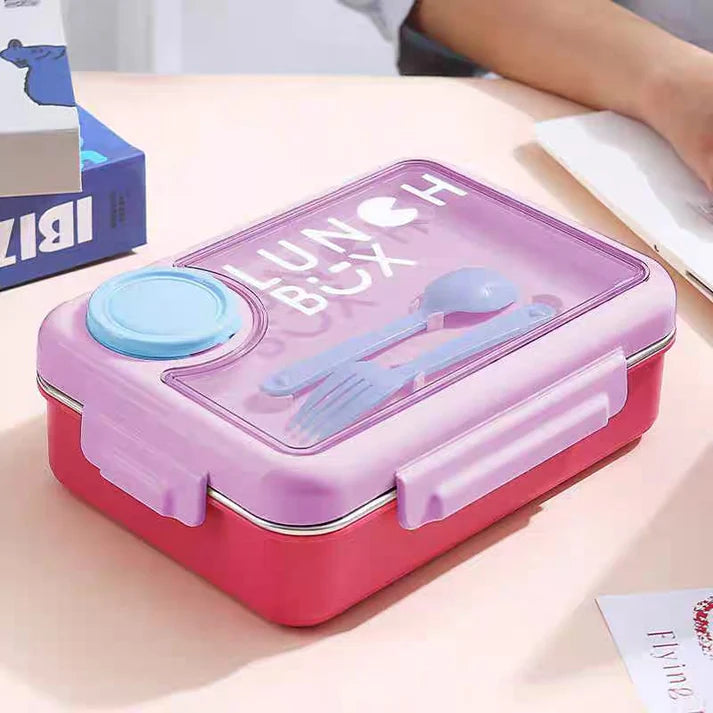Healthy Meal (3 Grid) Stainless Steel Bento Lunch Box - Leakproof