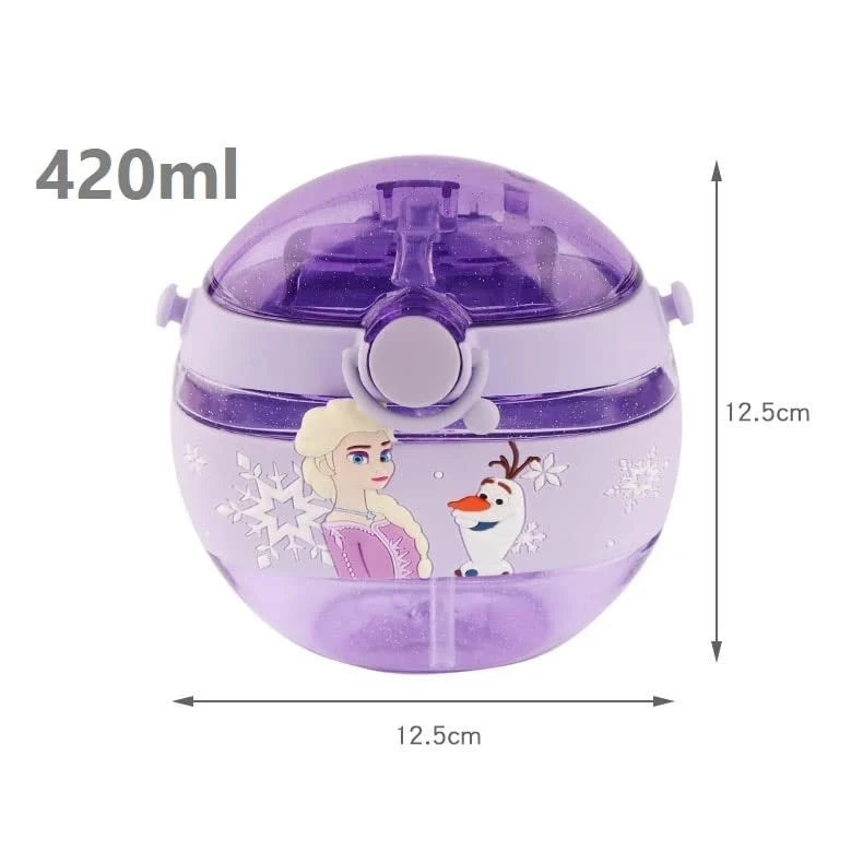 Donut Shape Micky & ilsa Theme Water Bottle for Kids - 450 Ml