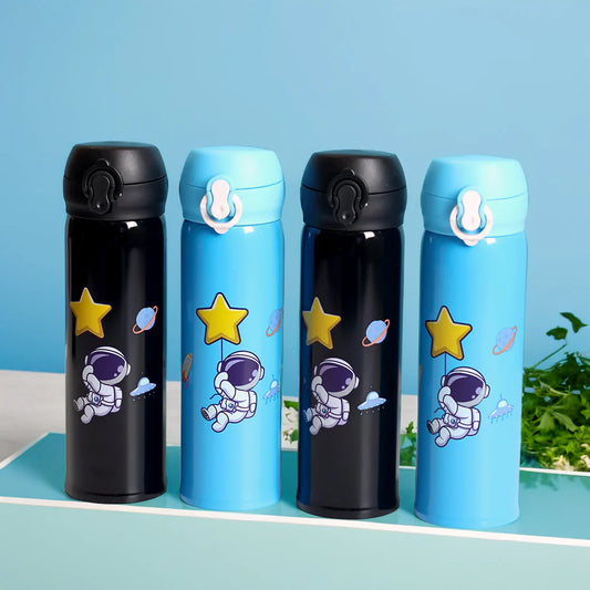Space Theme Sipper Stainless Steel Water Bottle - 500 ML