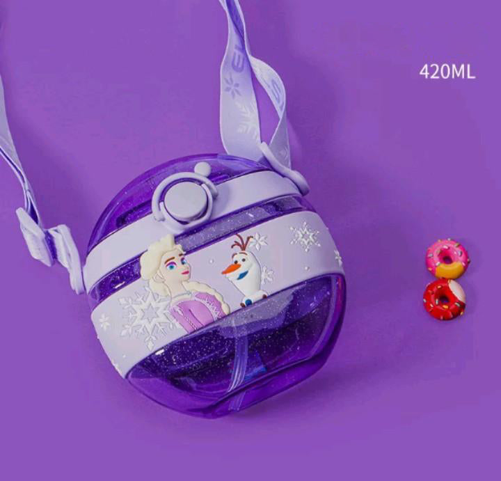Donut Shape Micky & ilsa Theme Water Bottle for Kids - 450 Ml